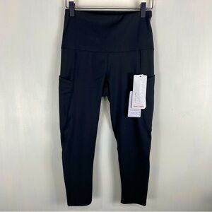 Absolutely Fit High Waisted‎ Pockets Stretchy Capri Leggings Black Small (NWT)